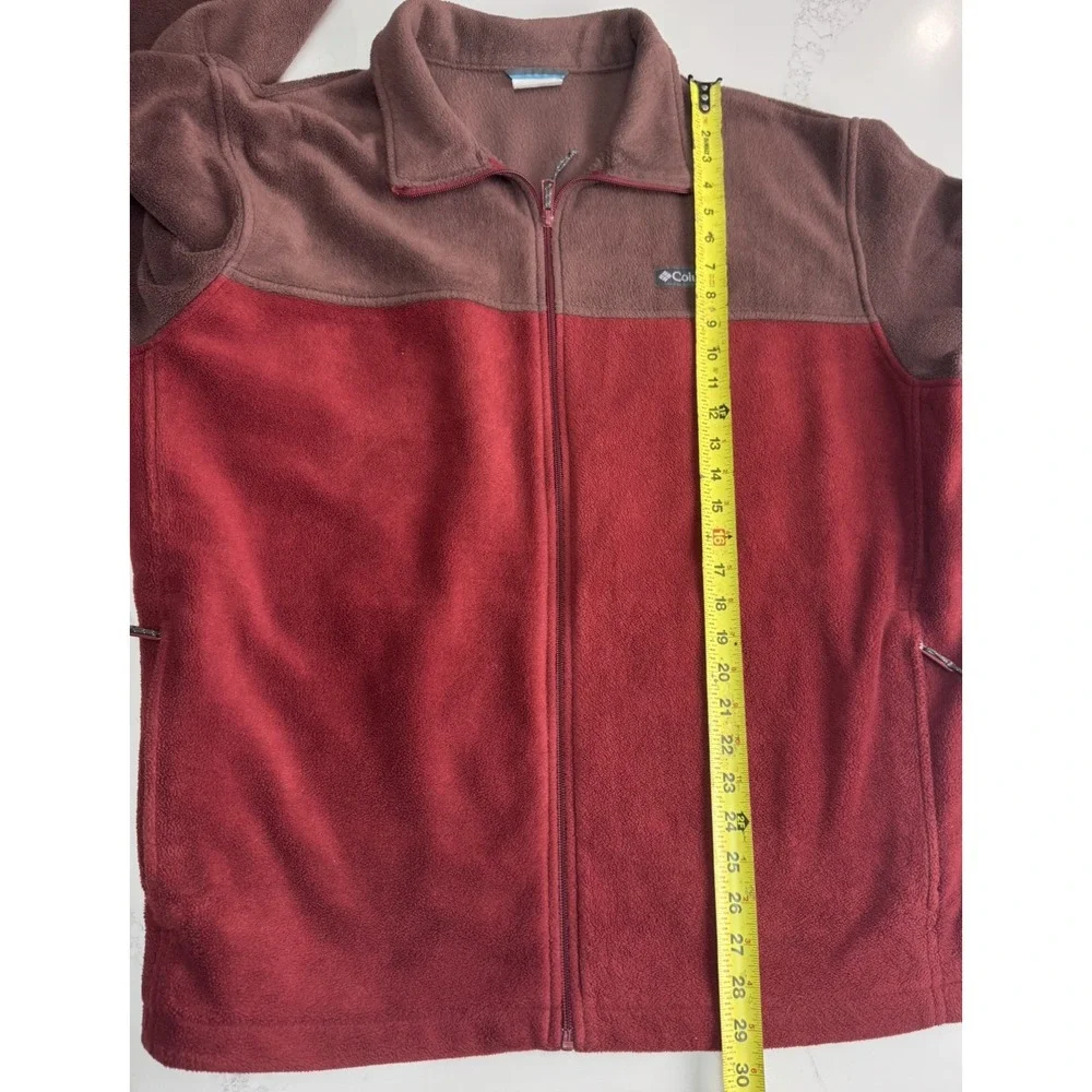 Men's Columbia Red Brown Super Soft Fleece Full Zip Jacket Size XXL